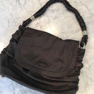 Tod’s Leather Braided-Handle Shoulder Bag - Brown